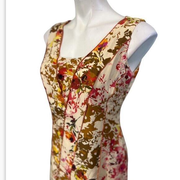 Sundance Catalog Dress Floral Silk sz 6 sleeveless beige multicolor *altered* -6 - Picture 3 of 8